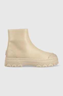 Γυναικεία Μποτάκια Δερμάτινες μπότες Patrizia Pepe χρώμα: μπεζ,