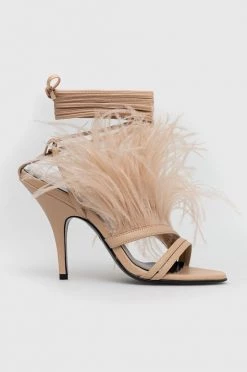 Γυναικεία Πέδιλα με τακούνι Ψηλοτάκουνα παπούτσια Patrizia Pepe μπεζ