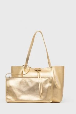 Γυναικεία Τσάντες Shopper και Tote Δερμάτινη τσάντα Patrizia Pepe χρυσαφί