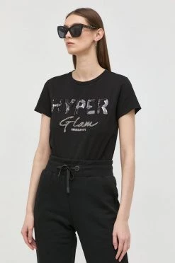 Γυναικεία Κοντομάνικο Βαμβακερό μπλουζάκι Patrizia Pepe μαύρο