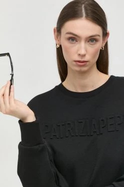 Γυναικεία Χωρίς φερμουάρ Βαμβακερή μπλούζα Patrizia Pepe χρώμα: μαύρο, -Φτηνός Patrizia Pepe Κατάστημα unnamed file 1878