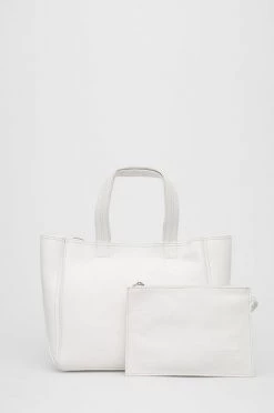 Γυναικεία Τσάντες Shopper και Tote Δερμάτινη τσάντα Patrizia Pepe άσπρο