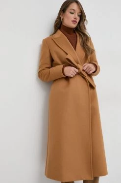 Γυναικεία Παλτά Μάλλινο παλτό Patrizia Pepe καφέ,