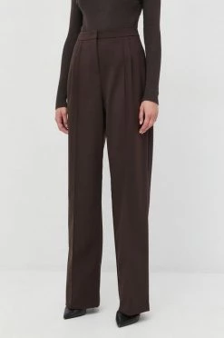 Γυναικεία Υφασμάτινα Παντελόνι από μείγμα μαλλιού Patrizia Pepe καφέ,