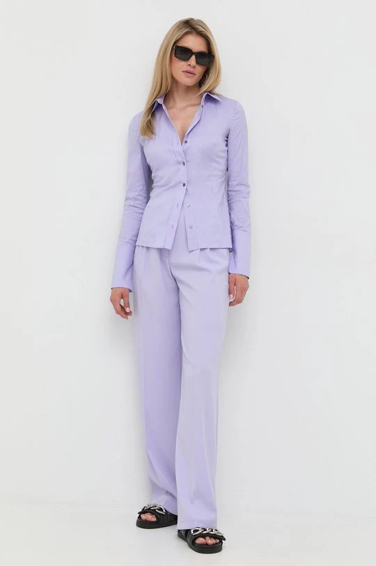 Γυναικεία Υφασμάτινα Παντελόνι Patrizia Pepe μοβ, 2 Γυναικεία Υφασμάτινα Παντελόνι Patrizia Pepe μοβ, - Image 2