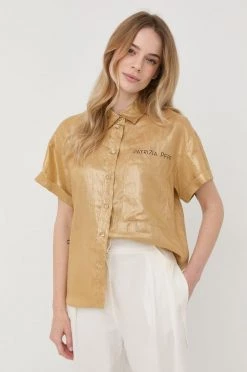Γυναικεία Πουκάμισα Πουκάμισο από λινό Patrizia Pepe χρυσαφί,