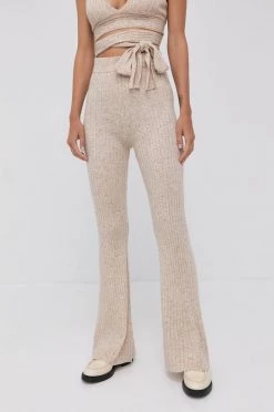 Γυναικεία Υφασμάτινα Παντελόνι από μείγμα μαλλιού Patrizia Pepe χρώμα: κίτρινο