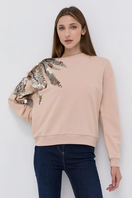 Γυναικεία Χωρίς φερμουάρ Βαμβακερή μπλούζα Patrizia Pepe χρώμα: μπεζ 1 Γυναικεία Χωρίς φερμουάρ Βαμβακερή μπλούζα Patrizia Pepe χρώμα: μπεζ