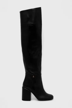 Γυναικεία Μπότες Δερμάτινες μπότες Patrizia Pepe χρώμα: μαύρο,