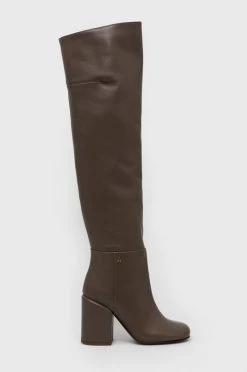 Γυναικεία Μπότες Δερμάτινες μπότες Patrizia Pepe χρώμα: καφέ,