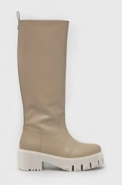 Γυναικεία Μπότες Δερμάτινες μπότες Patrizia Pepe χρώμα: μπεζ,