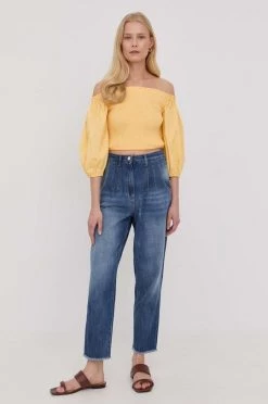 Γυναικεία Μπλούζες Βαμβακερή μπλούζα Patrizia Pepe χρώμα: κίτρινο