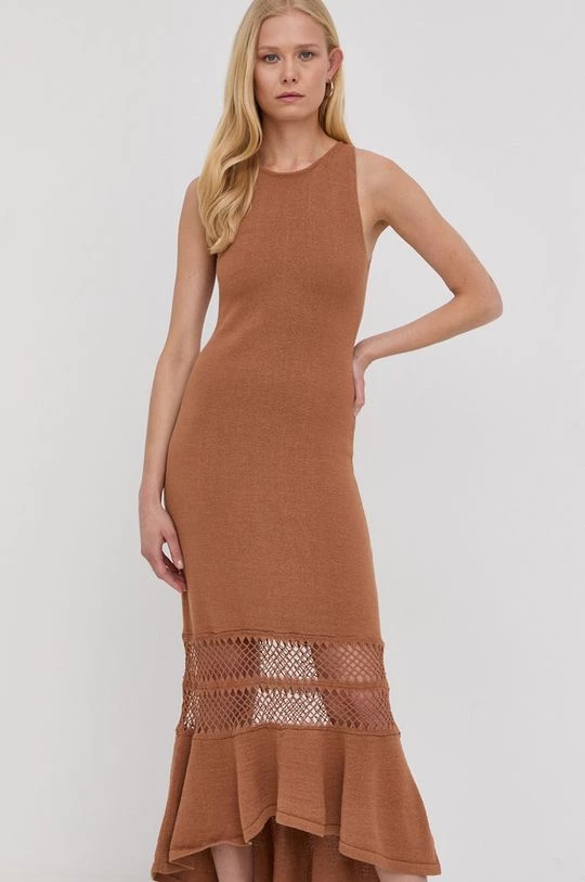 Γυναικεία Φορέματα Φόρεμα Patrizia Pepe καφέ, 2 Γυναικεία Φορέματα Φόρεμα Patrizia Pepe καφέ, - Image 2