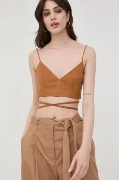 Γυναικεία Αμάνικος Λευκό τοπ Patrizia Pepe καφέ