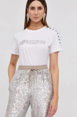 Γυναικεία Κοντομάνικο Βαμβακερό μπλουζάκι Patrizia Pepe άσπρο