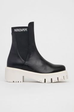 Γυναικεία Μποτάκια Δερμάτινες μπότες Τσέλσι Patrizia Pepe χρώμα: μαύρο