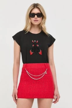 Γυναικεία Κοντομάνικο Βαμβακερό μπλουζάκι Patrizia Pepe μαύρο