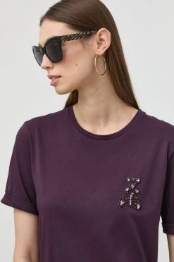 Γυναικεία Κοντομάνικο Βαμβακερό μπλουζάκι Patrizia Pepe μοβ