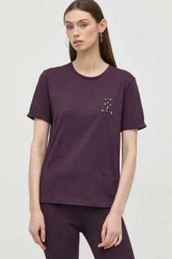 Γυναικεία Κοντομάνικο Βαμβακερό μπλουζάκι Patrizia Pepe μοβ -Φτηνός Patrizia Pepe Κατάστημα unnamed file 3909