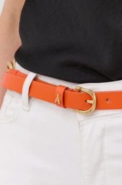 Γυναικεία Ζώνες Δερμάτινη ζώνη Patrizia Pepe χρώμα: πορτοκαλί
