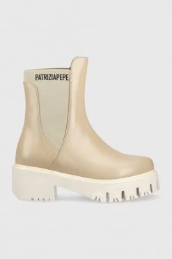 Γυναικεία Μποτάκια Δερμάτινες μπότες τσέλσι Patrizia Pepe χρώμα: μπεζ,
