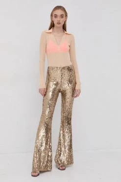 Γυναικεία Υφασμάτινα Παντελόνι Patrizia Pepe χρώμα: χρυσαφί -Φτηνός Patrizia Pepe Κατάστημα unnamed file 4514