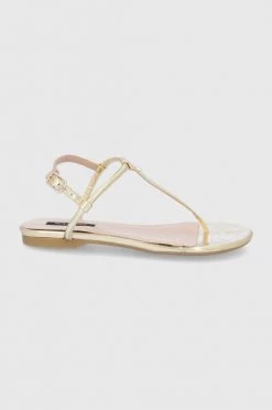 Γυναικεία Σανδάλια Δερμάτινα σανδάλια Patrizia Pepe χρώμα: χρυσαφί