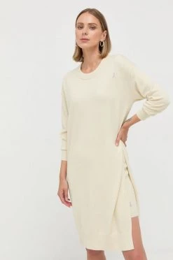 Γυναικεία Φορέματα Φόρεμα από μείγμα μαλλιού Patrizia Pepe κίτρινο,