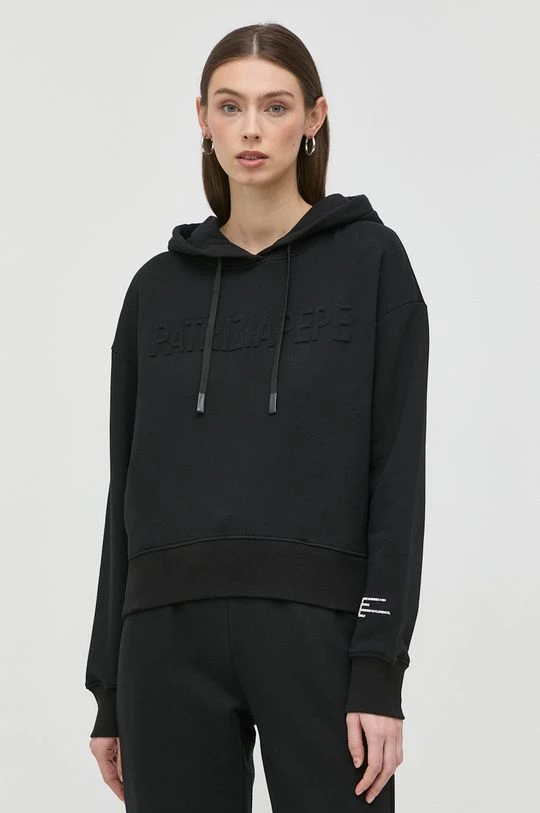 Γυναικεία Χωρίς φερμουάρ Βαμβακερή μπλούζα Patrizia Pepe χρώμα: μαύρο, 1 Γυναικεία Χωρίς φερμουάρ Βαμβακερή μπλούζα Patrizia Pepe χρώμα: μαύρο,