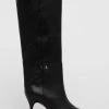 Γυναικεία Μπότες Δερμάτινες μπότες Patrizia Pepe χρώμα: μαύρο
