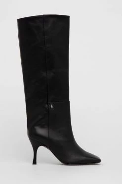 Γυναικεία Μπότες Δερμάτινες μπότες Patrizia Pepe χρώμα: μαύρο