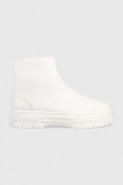 Γυναικεία Μποτάκια Δερμάτινες μπότες Patrizia Pepe χρώμα: άσπρο,