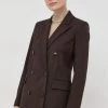 Γυναικεία Σακάκια Μπλέιζερ με μίγμα μαλλιού Patrizia Pepe καφέ,