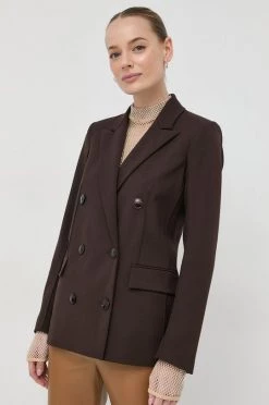 Γυναικεία Σακάκια Μπλέιζερ με μίγμα μαλλιού Patrizia Pepe καφέ,